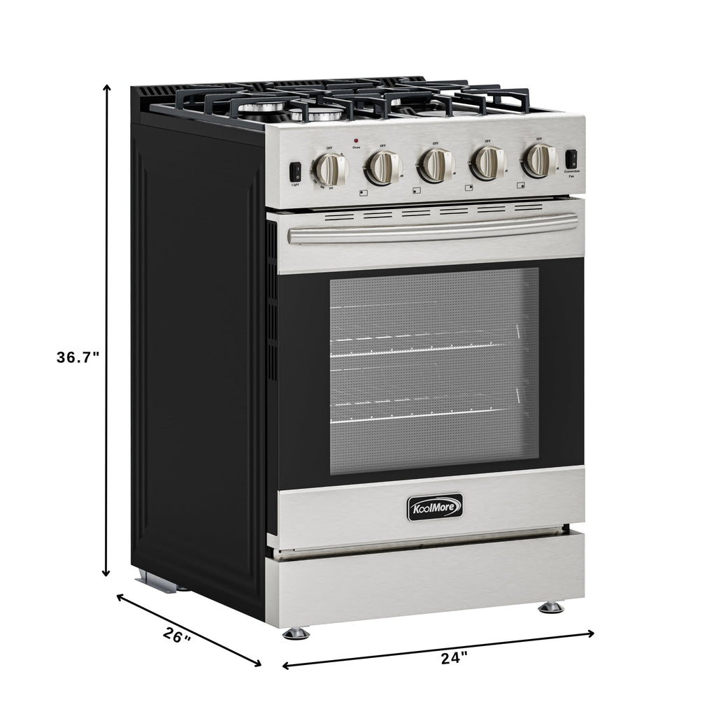 24 in. 4-Burner Slide-in Gas Range Oven, 3.7 cu. ft. in Stainless-Steel