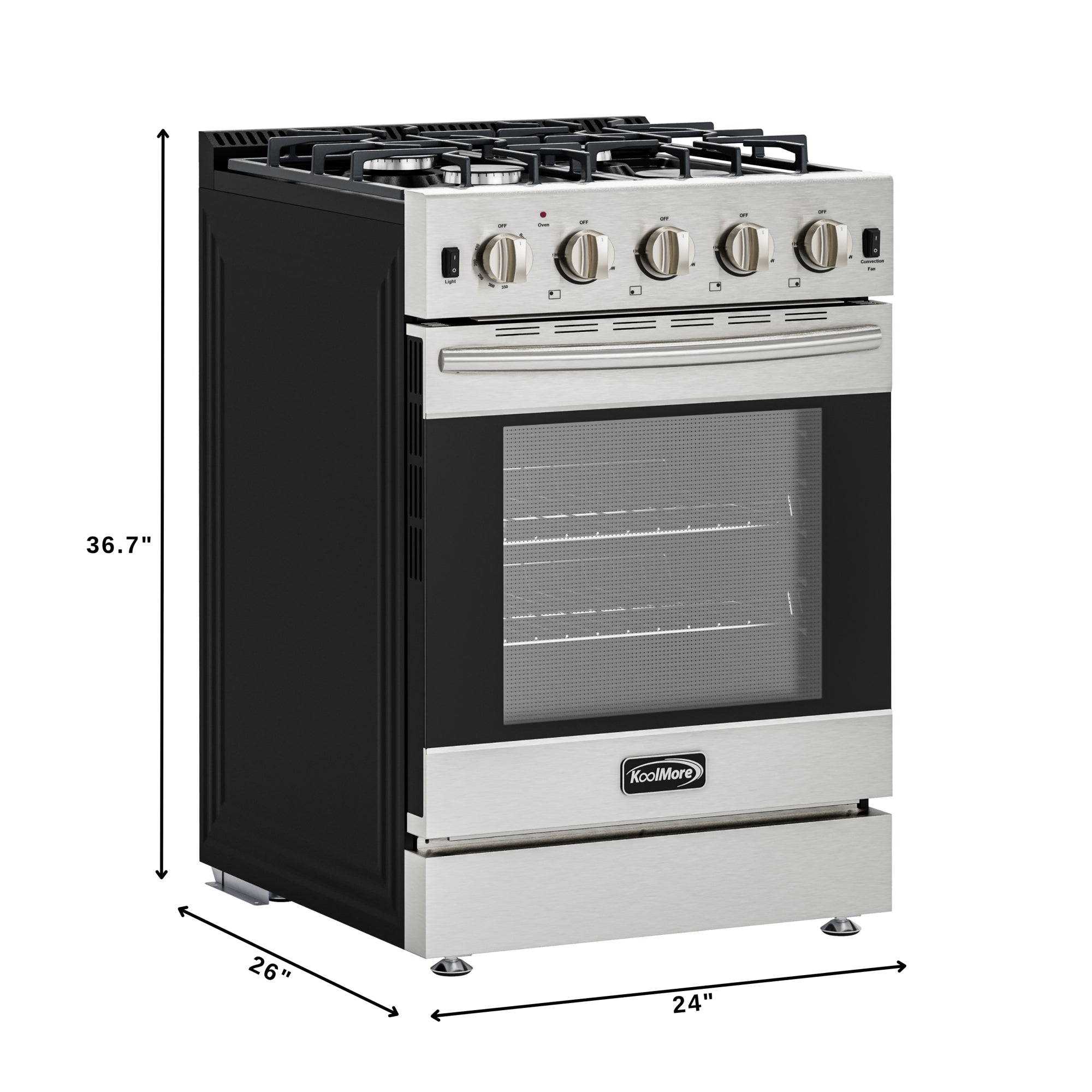 24 in. 4-Burner Slide-in Gas Range Oven, 3.7 cu. ft. in Stainless-Steel