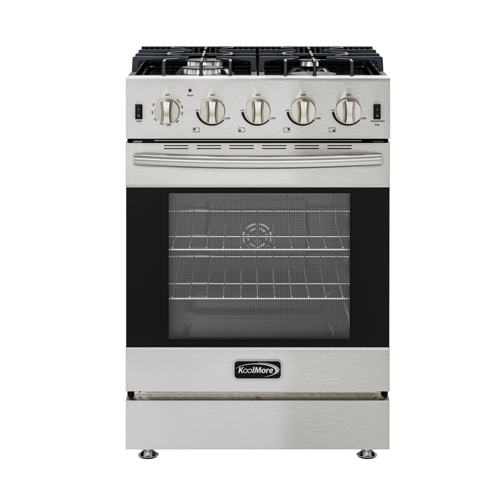 24 in. 4-Burner Slide-in Gas Range Oven, 3.7 cu. ft. in Stainless-Steel
