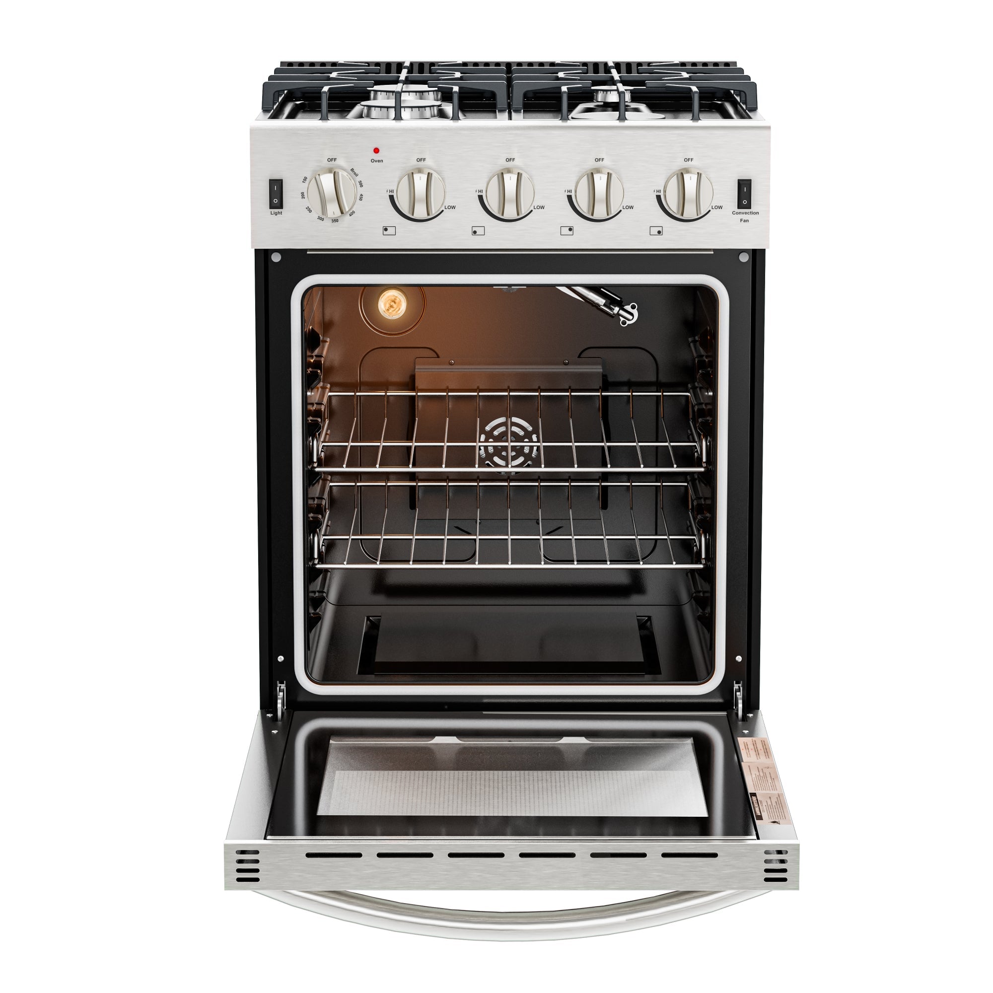 24 in. 4-Burner Slide-in Gas Range Oven, 3.7 cu. ft. in Stainless-Steel