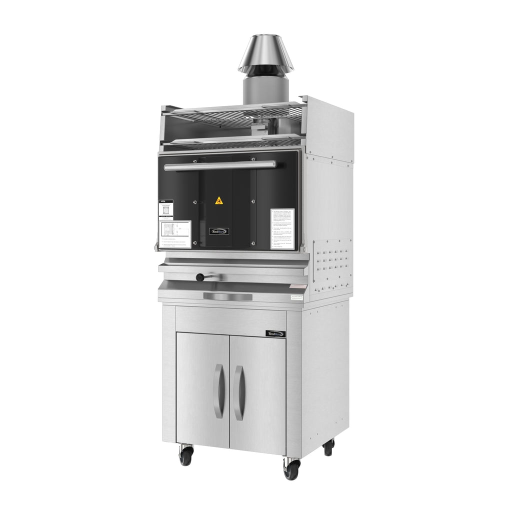 28 in. Commercial Charcoal Oven with Warming Racks and Base Cabinet in Stainless-Steel