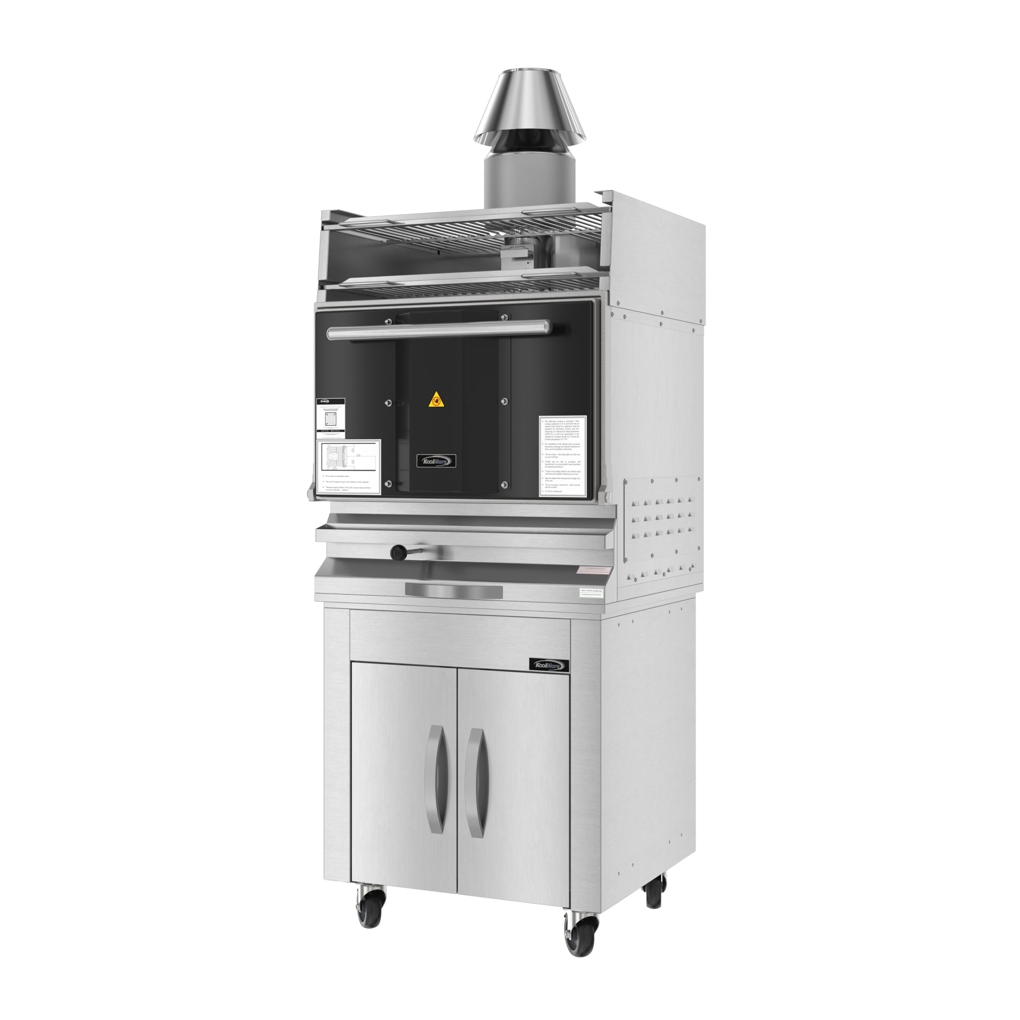 28 in. Commercial Charcoal Oven with Warming Racks and Base Cabinet in Stainless-Steel