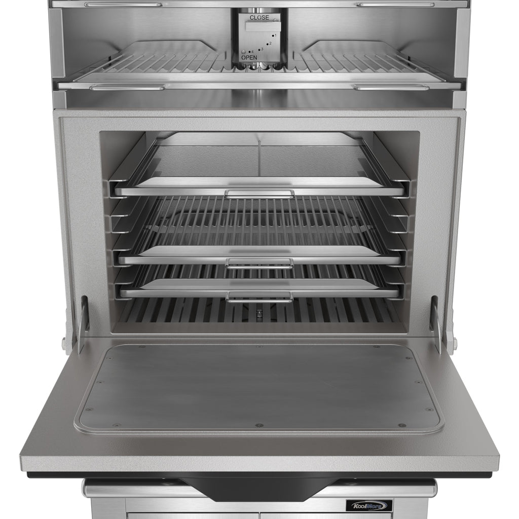 28 in. Commercial Charcoal Oven with Warming Racks and Base Cabinet in Stainless-Steel