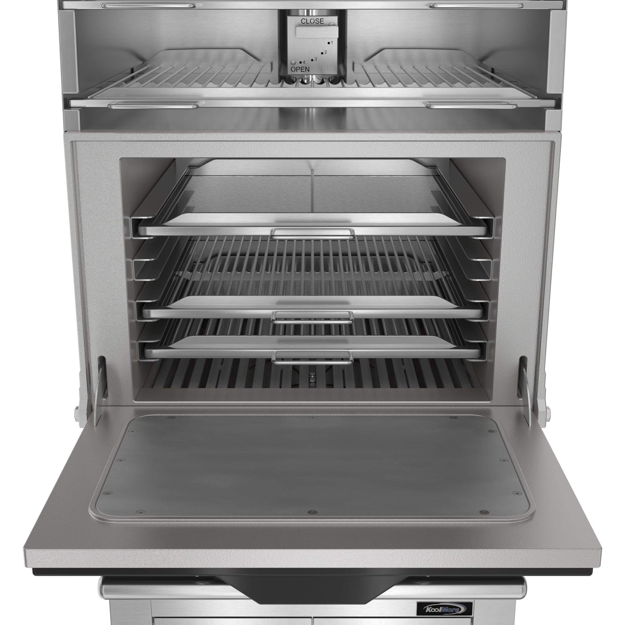 28 in. Commercial Charcoal Oven with Warming Racks and Base Cabinet in Stainless-Steel