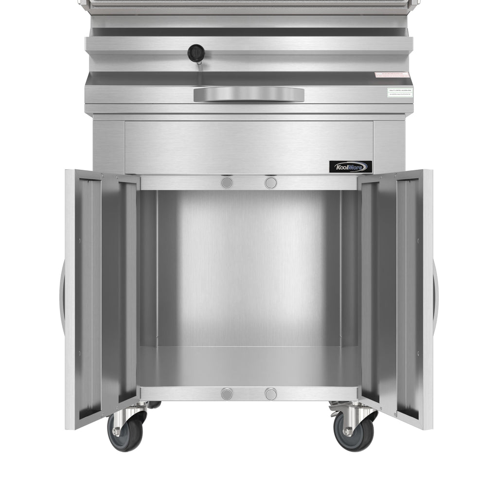 28 in. Commercial Charcoal Oven with Warming Racks and Base Cabinet in Stainless-Steel