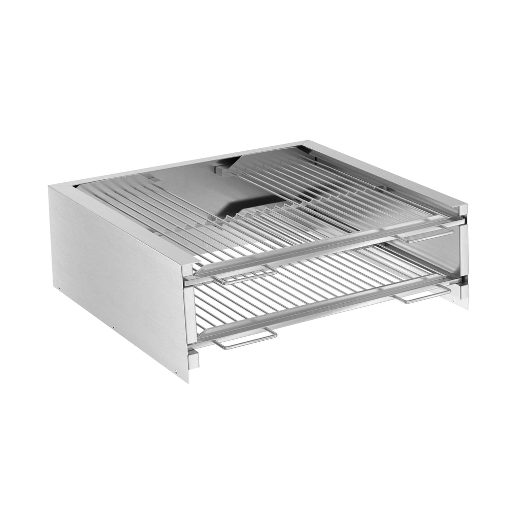 28 in. Commercial Charcoal Oven with Warming Racks and Base Cabinet in Stainless-Steel