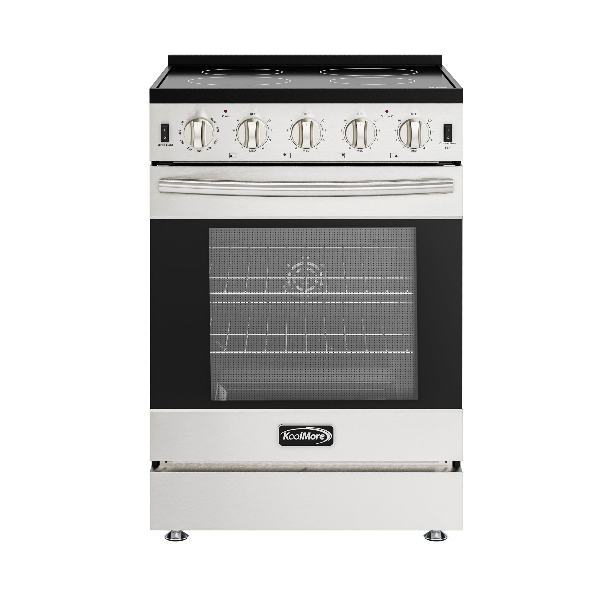 24 in. 4-Burner Electric Glass Top Slide-In Oven Range, 240V in Stainless Steel