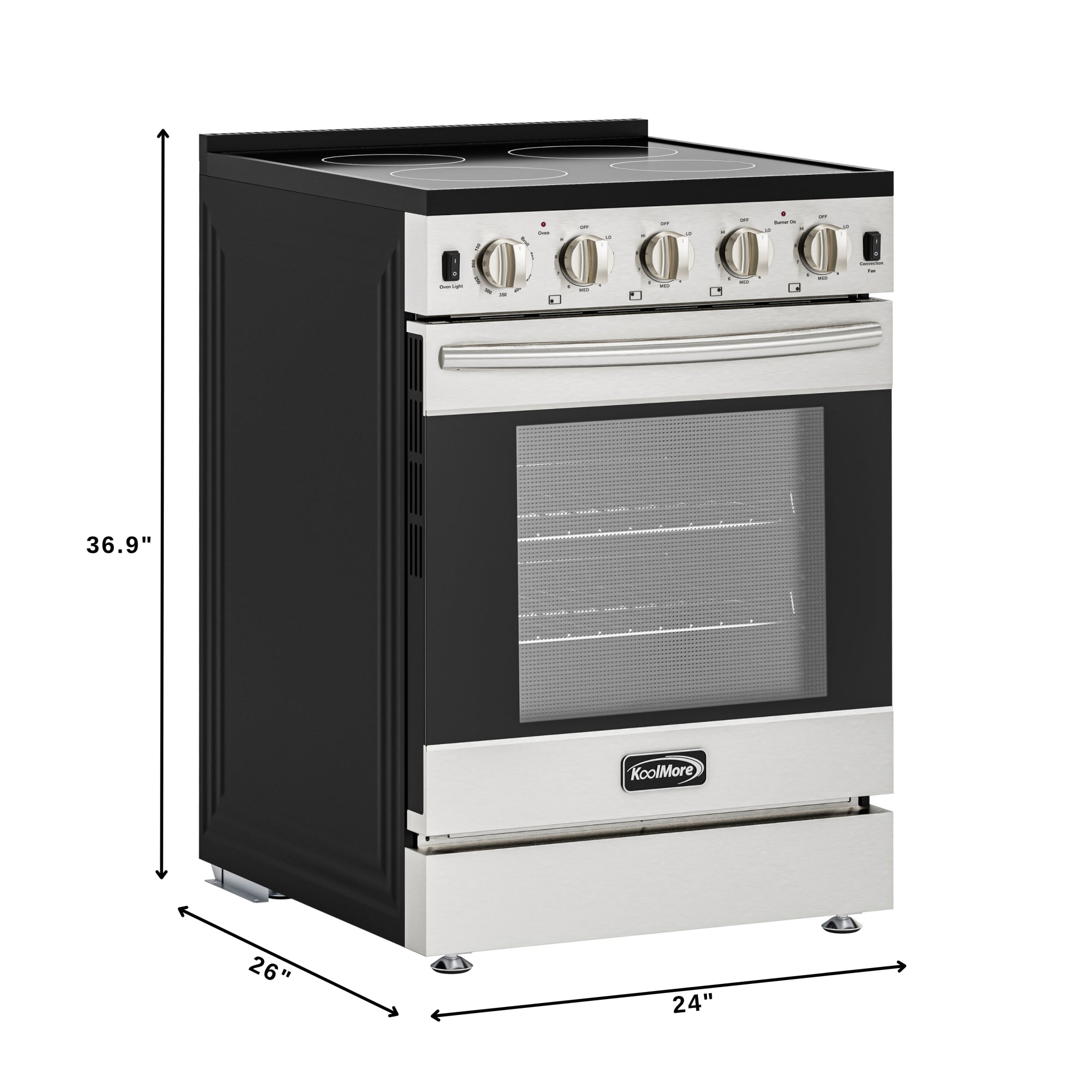 24 in. 4-Burner Electric Glass Top Slide-In Oven Range, 240V in Stainless Steel