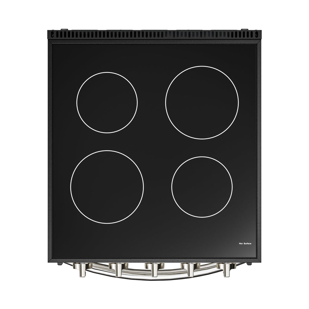 24 in. 4-Burner Electric Glass Top Slide-In Oven Range, 240V in Stainless Steel