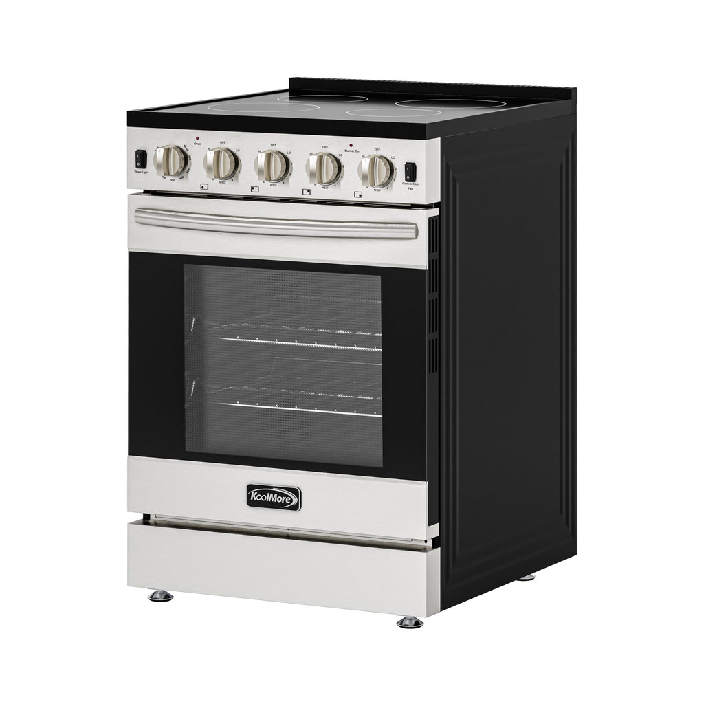 24 in. 4-Burner Electric Glass Top Slide-In Oven Range, 240V in Stainless Steel