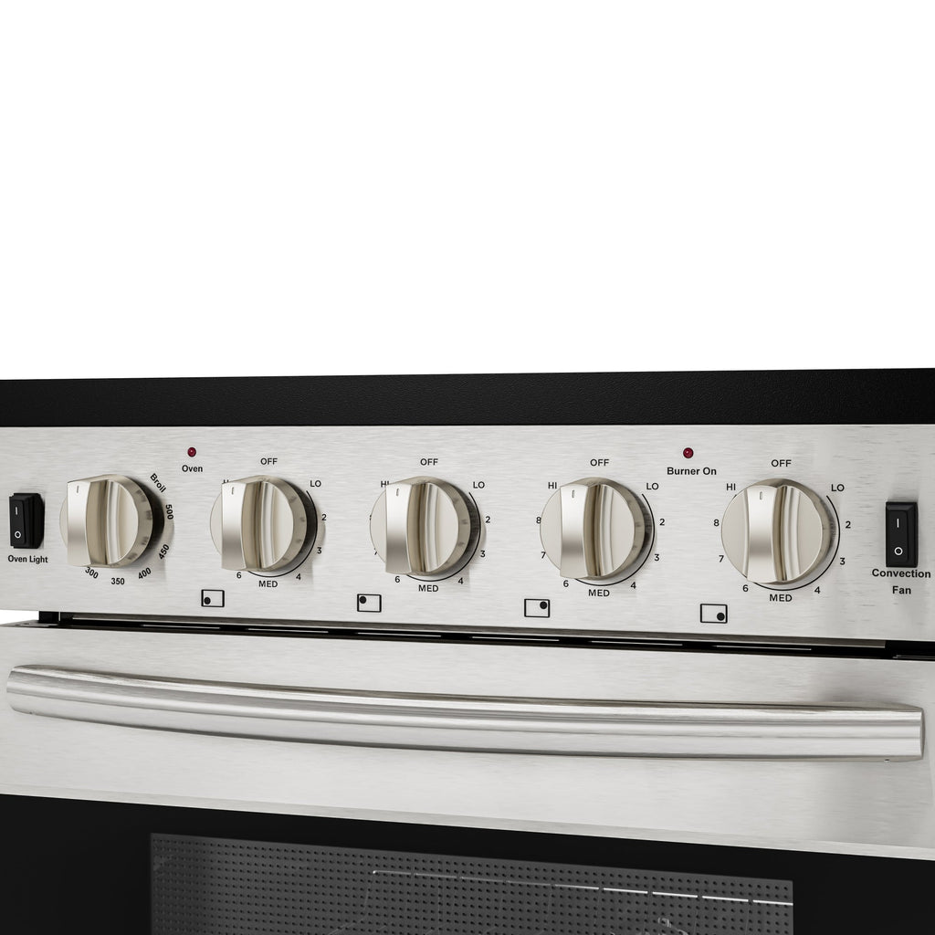 24 in. 4-Burner Electric Glass Top Slide-In Oven Range, 240V in Stainless Steel