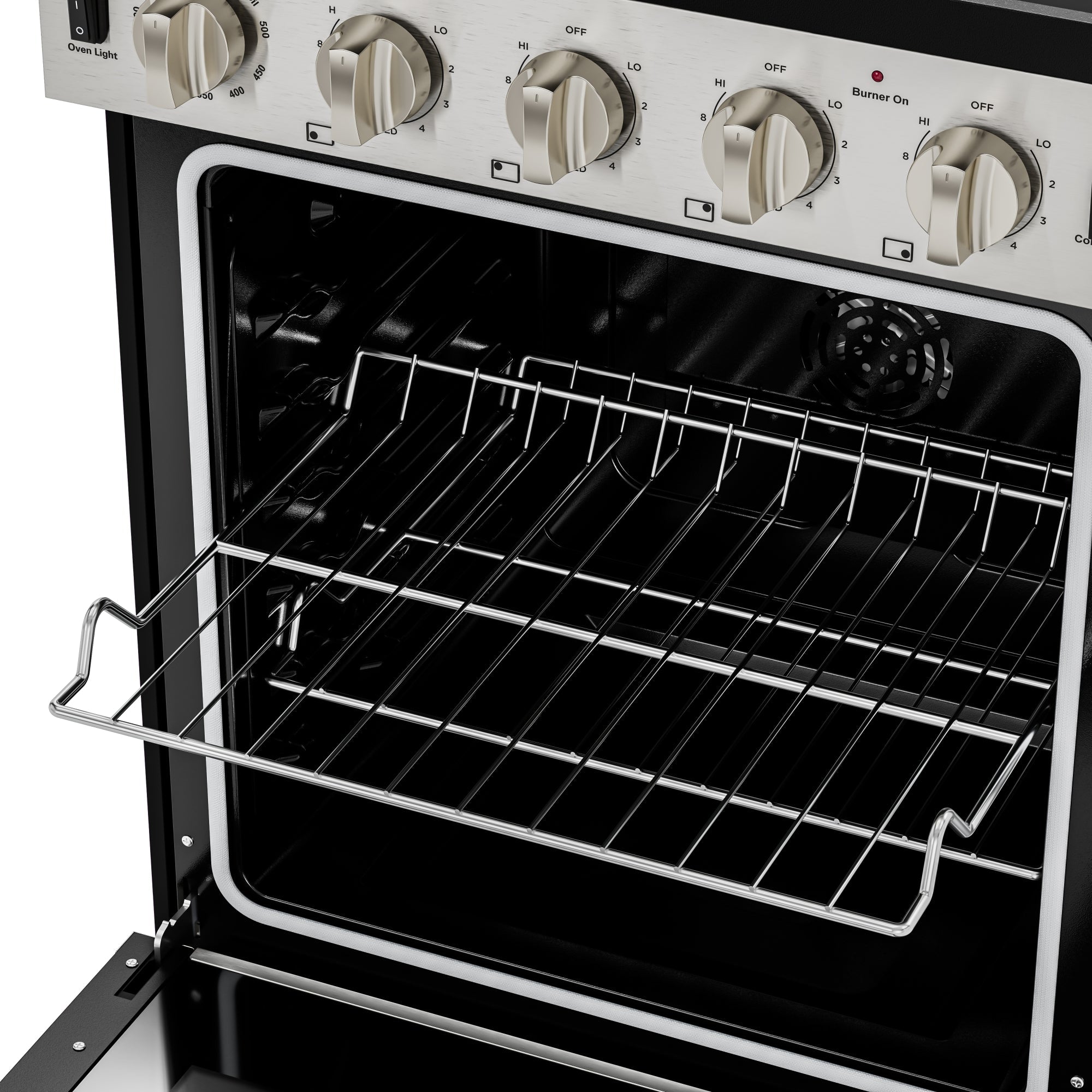 24 in. 4-Burner Electric Glass Top Slide-In Oven Range, 240V in Stainless Steel