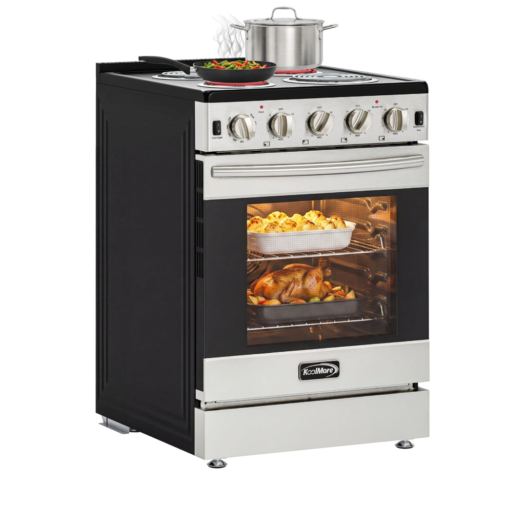 24 in. 4-Coil Electric Oven Range, 240V in Stainless-Steel
