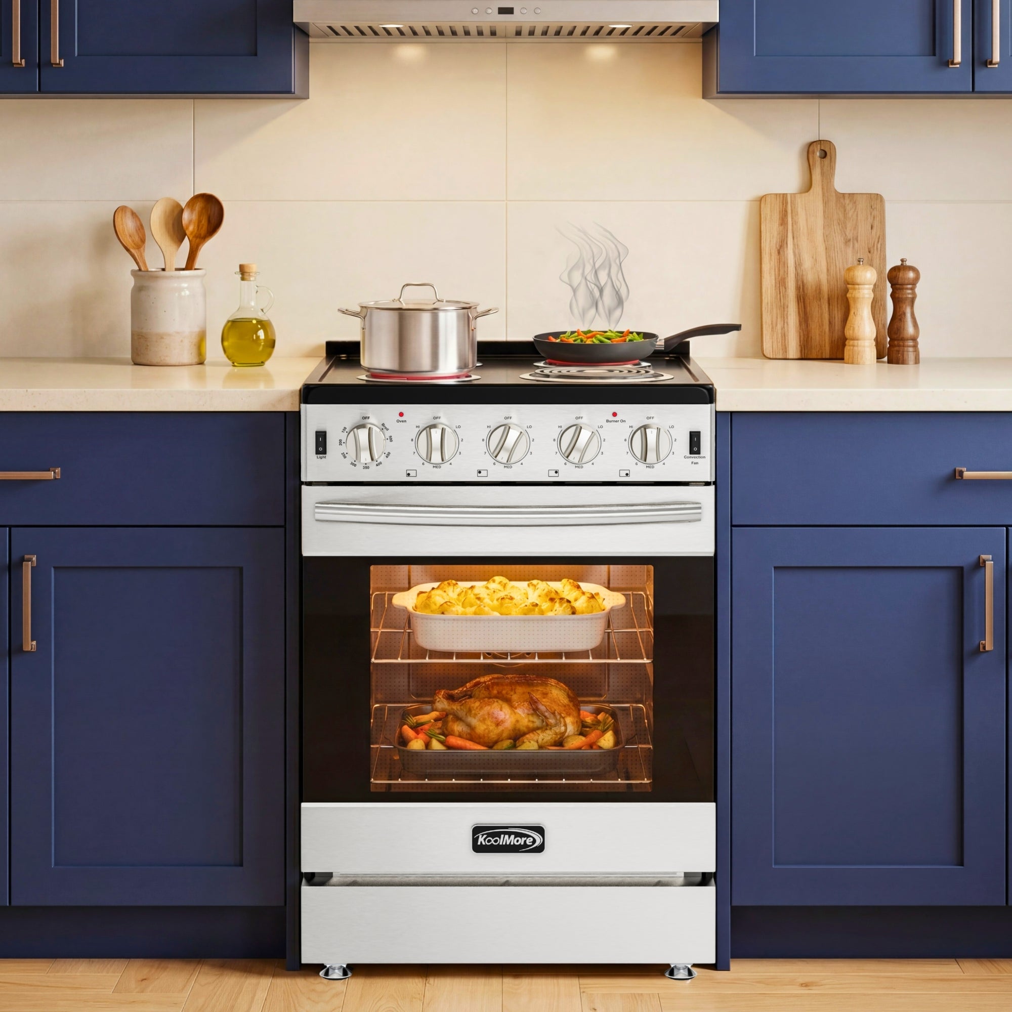 24 in. 4-Coil Electric Oven Range, 240V in Stainless-Steel