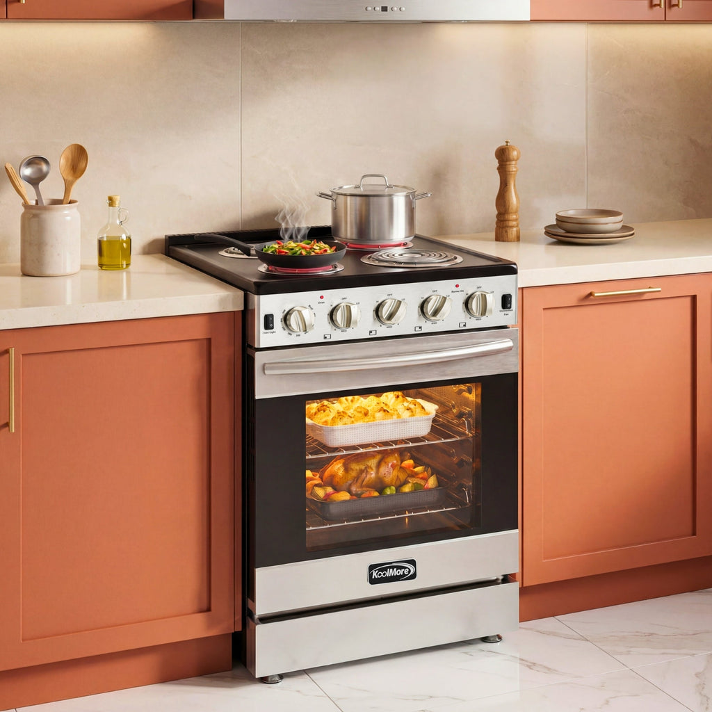 24 in. 4-Coil Electric Oven Range, 240V in Stainless-Steel