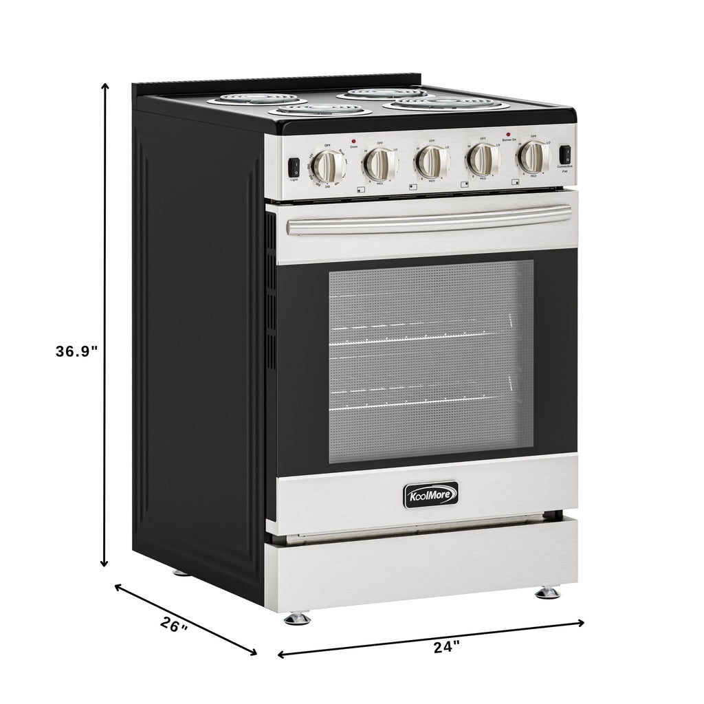 24 in. 4-Coil Electric Oven Range, 240V in Stainless-Steel