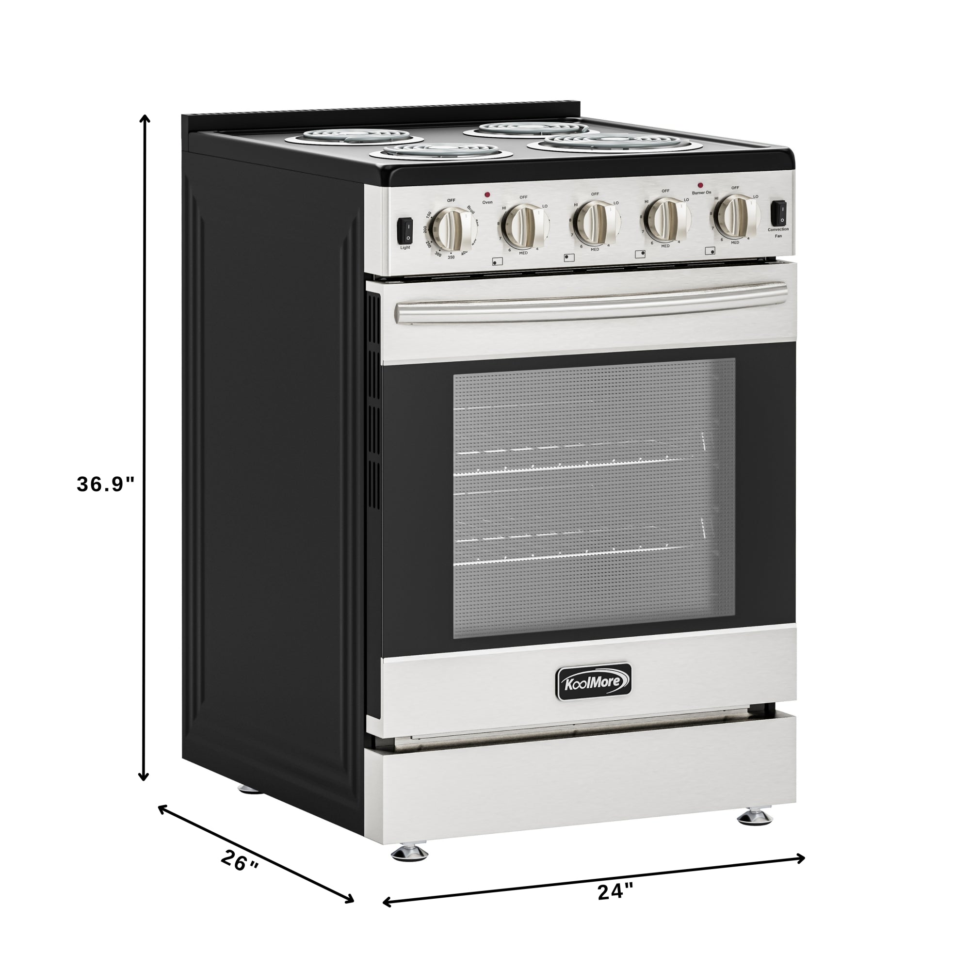 24 in. 4-Coil Electric Oven Range, 240V in Stainless-Steel