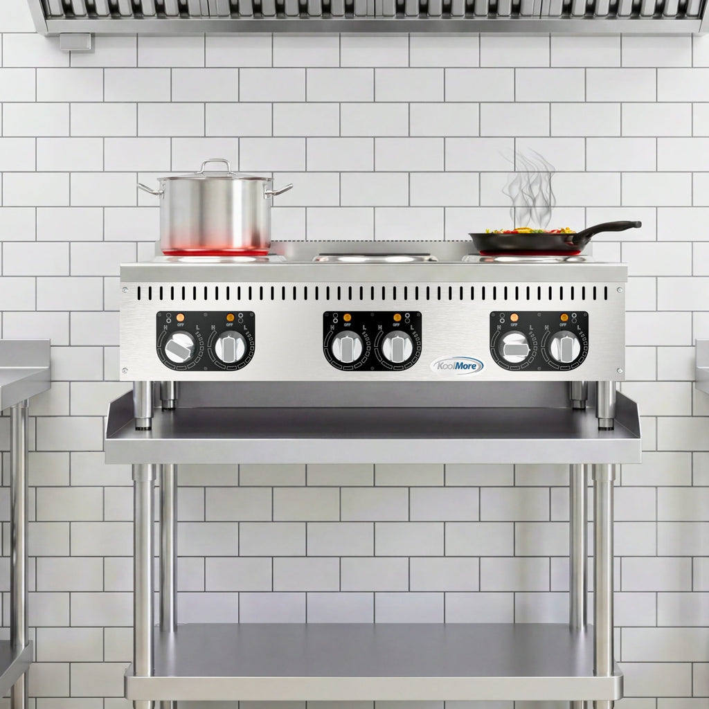 36 in. 6-Burner Commercial Electric Range Hot Plate, 240V
