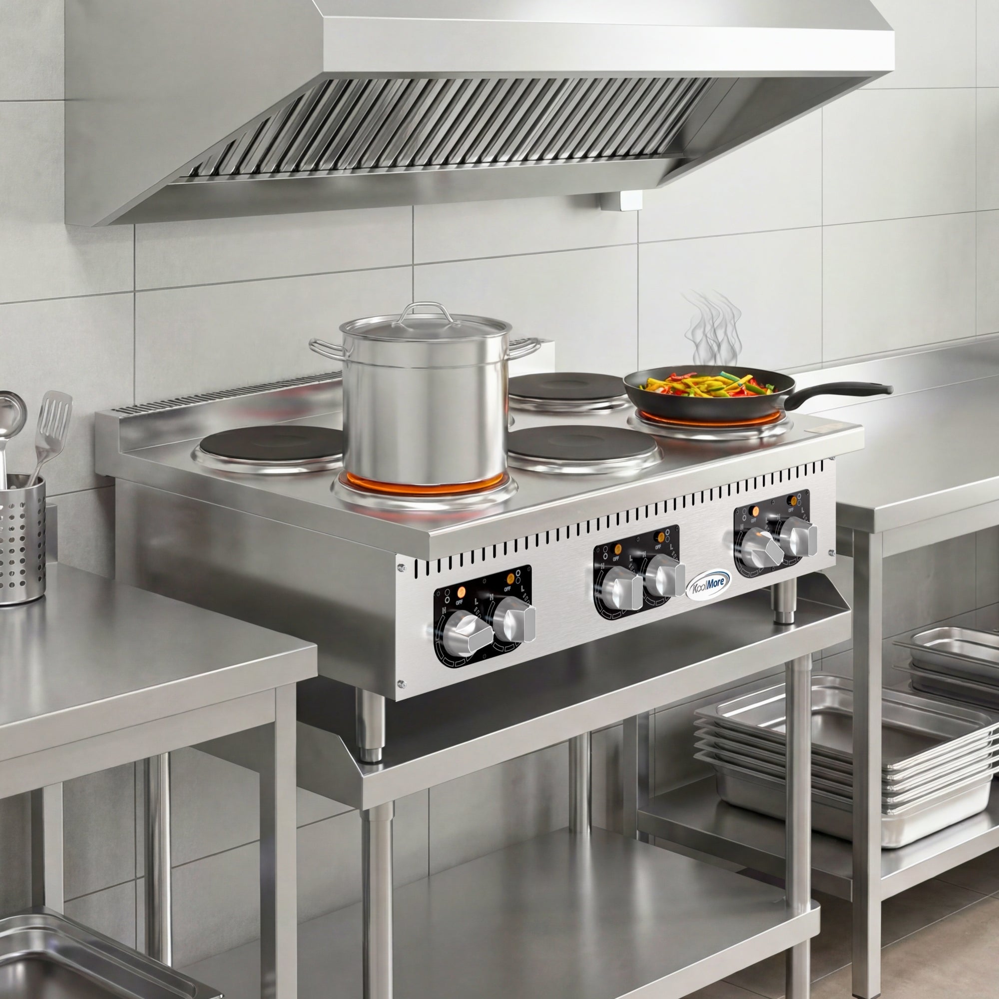 36 in. 6-Burner Commercial Electric Range Hot Plate, 240V