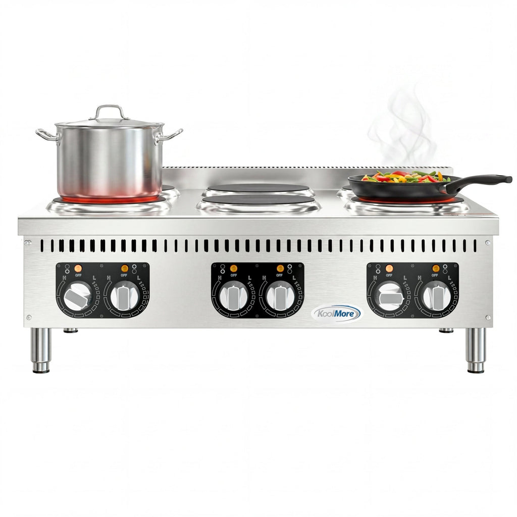 36 in. 6-Burner Commercial Electric Range Hot Plate, 240V