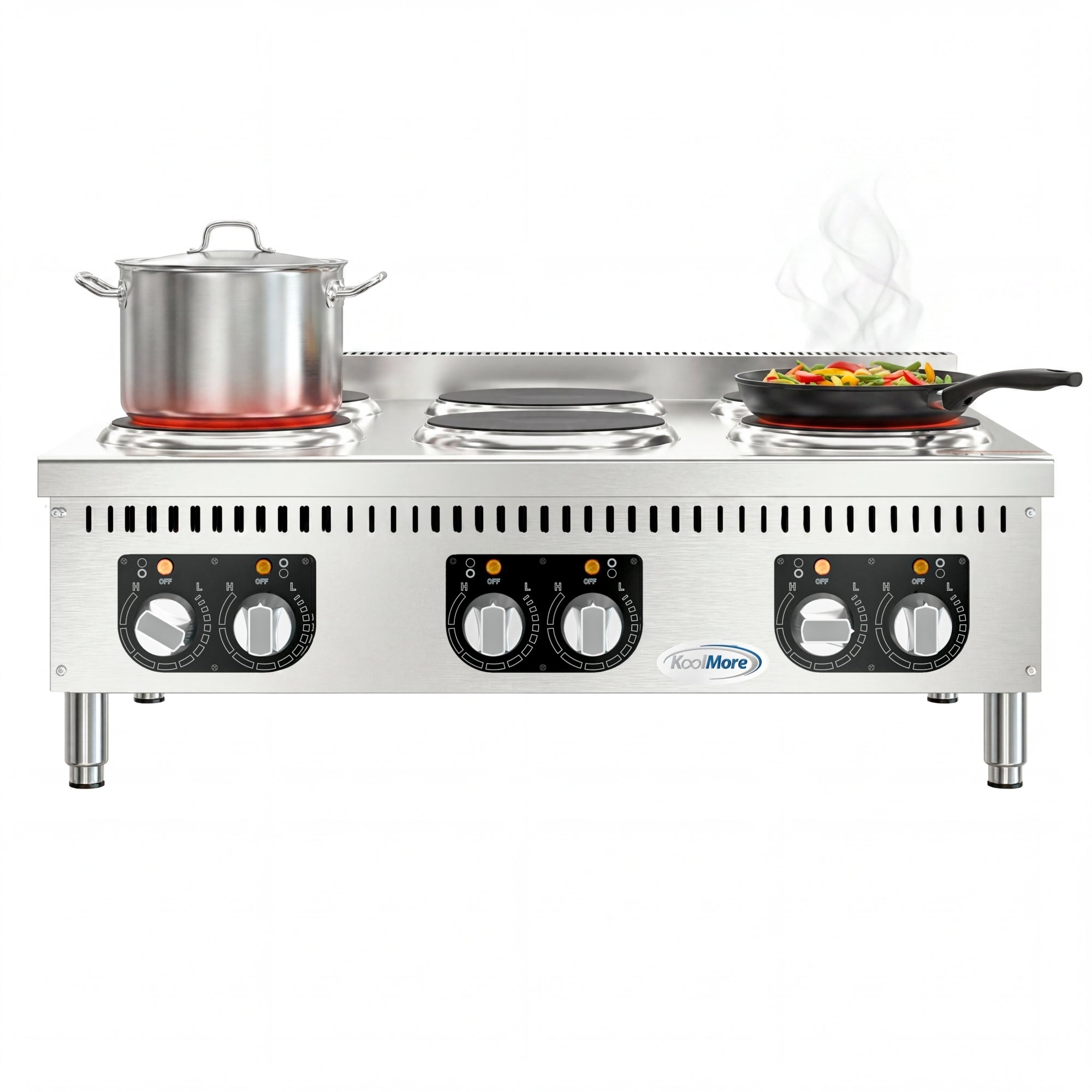 36 in. 6-Burner Commercial Electric Range Hot Plate, 240V