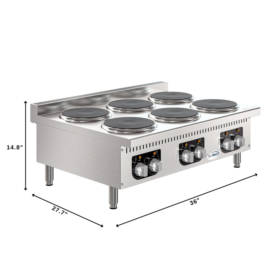 36 in. 6-Burner Commercial Electric Range Hot Plate, 240V