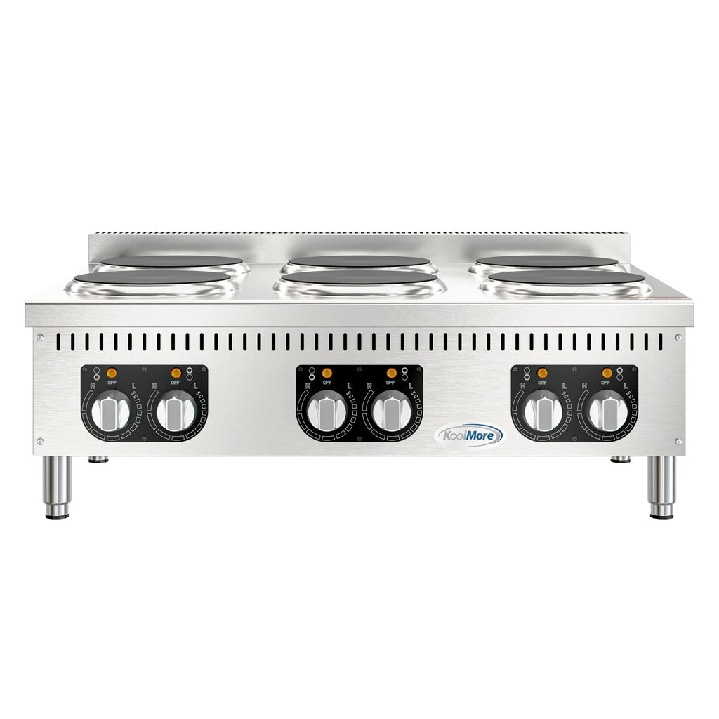 36 in. 6-Burner Commercial Electric Range Hot Plate, 240V