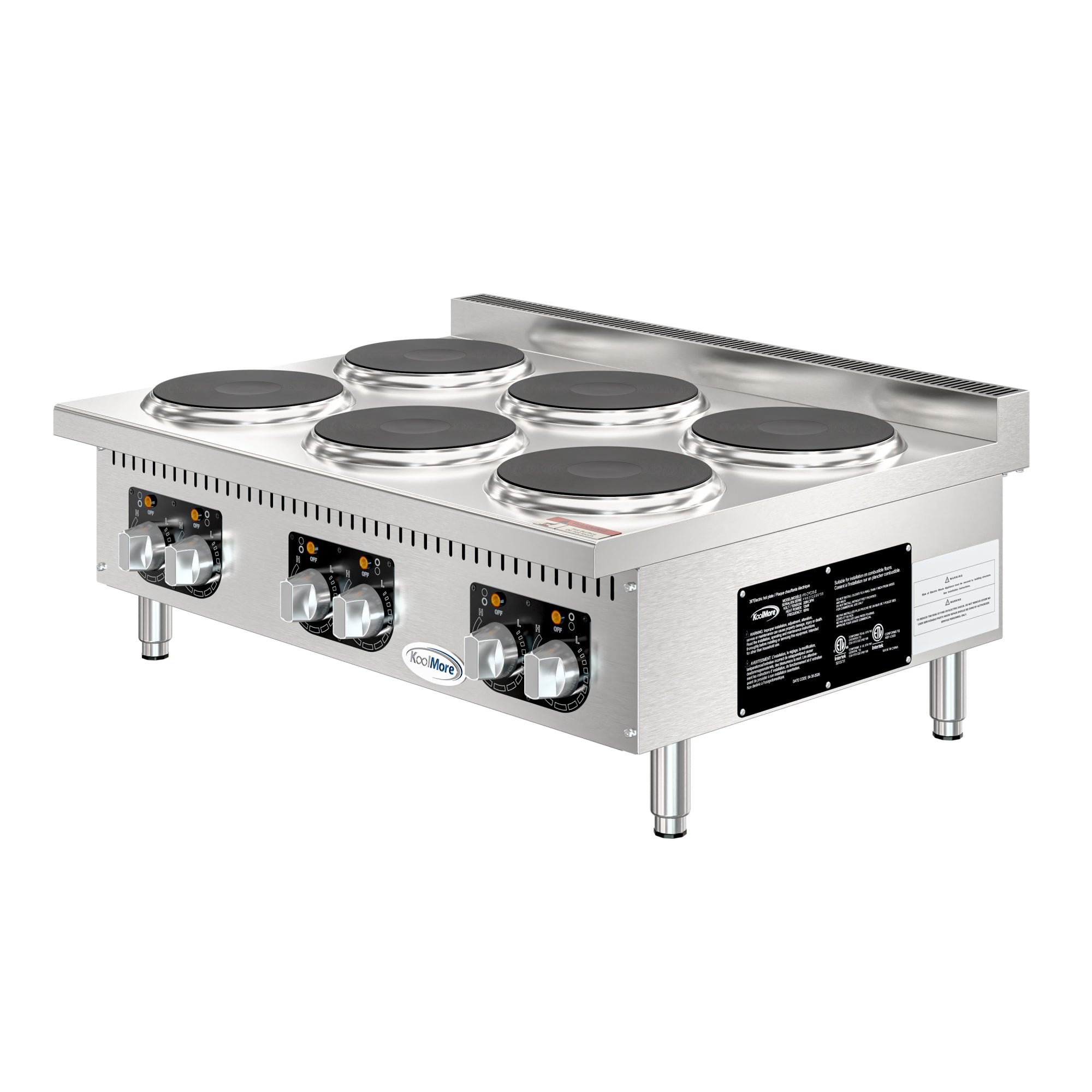 36 in. 6-Burner Commercial Electric Range Hot Plate, 240V