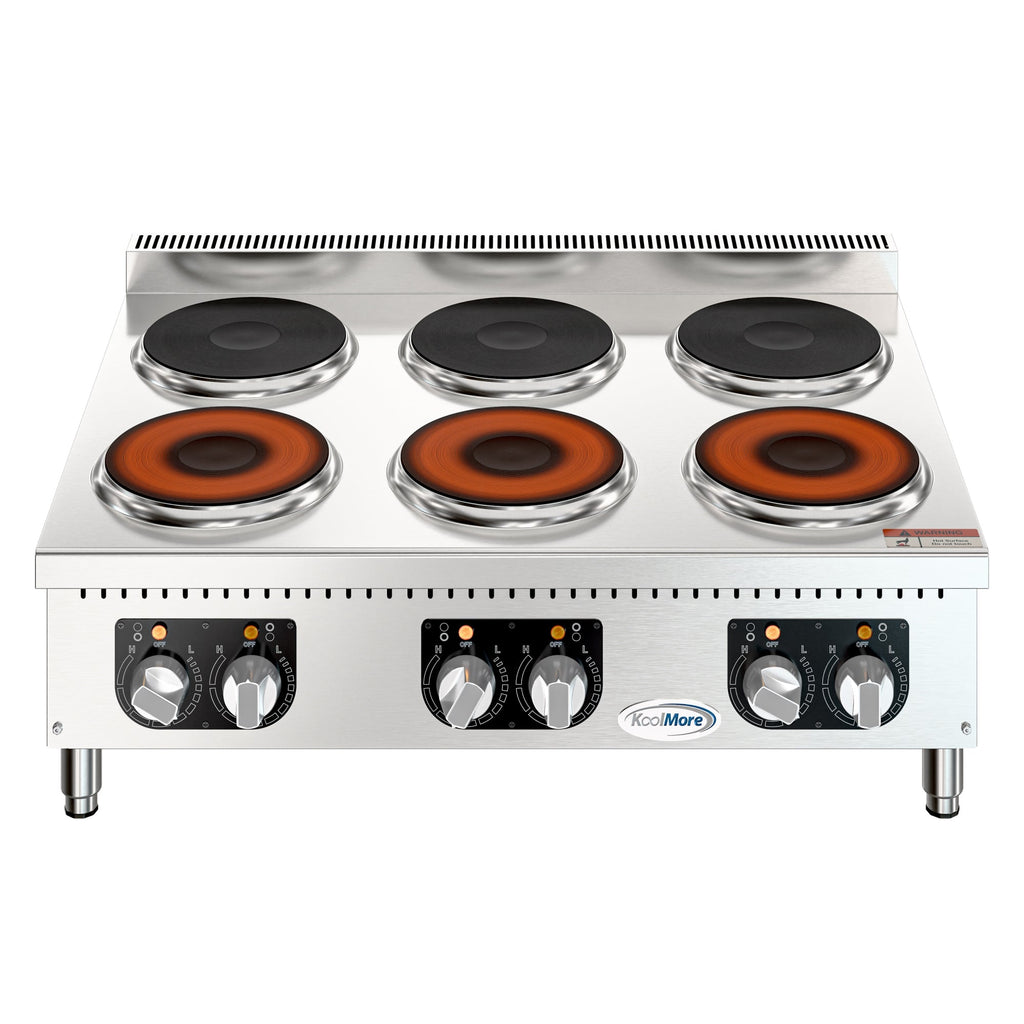 36 in. 6-Burner Commercial Electric Range Hot Plate, 240V