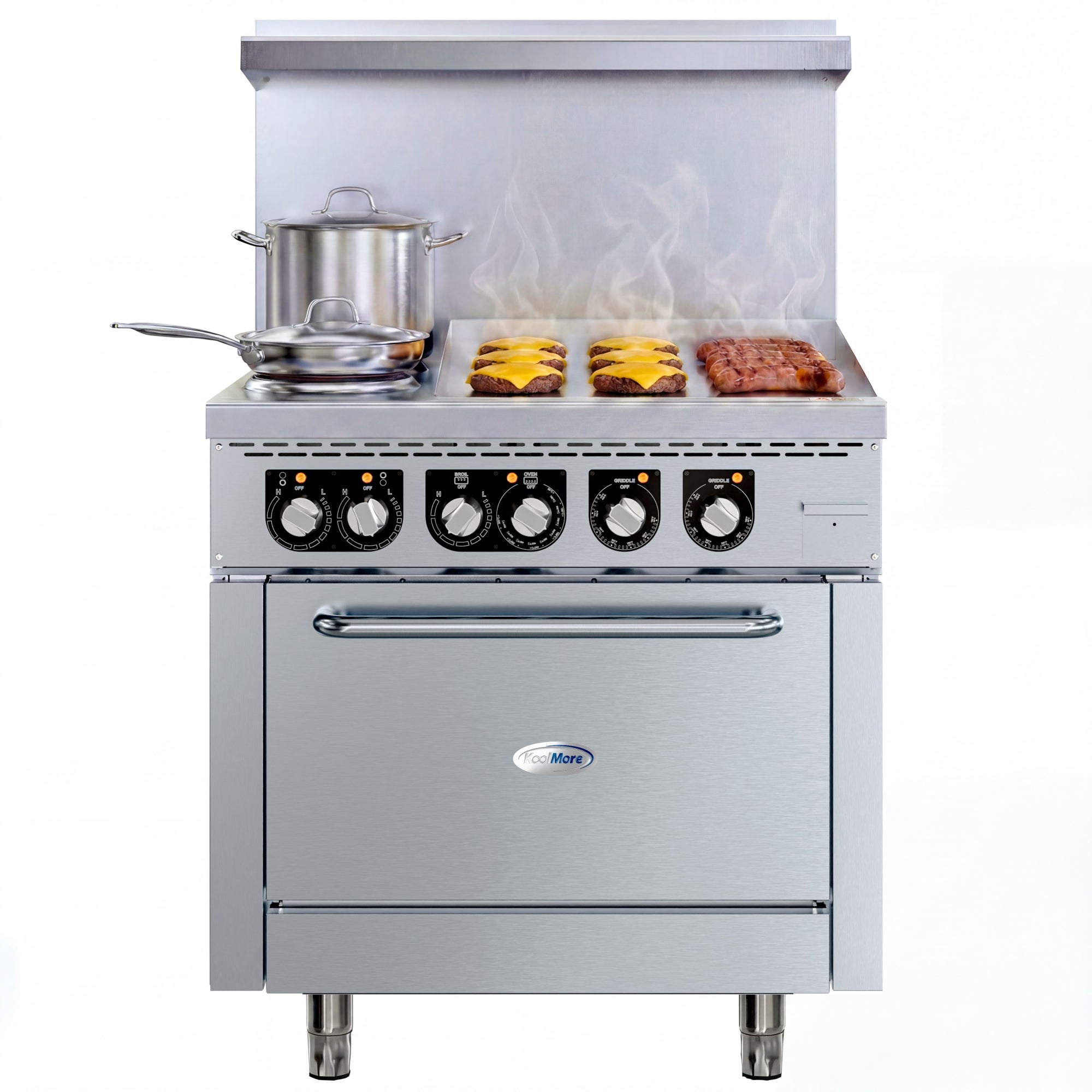 36 in. Commercial 2-Burner and 24 in. Griddle Electric Range Oven, 240V
