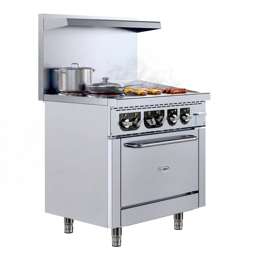 36 in. Commercial 2-Burner and 24 in. Griddle Electric Range Oven, 240V