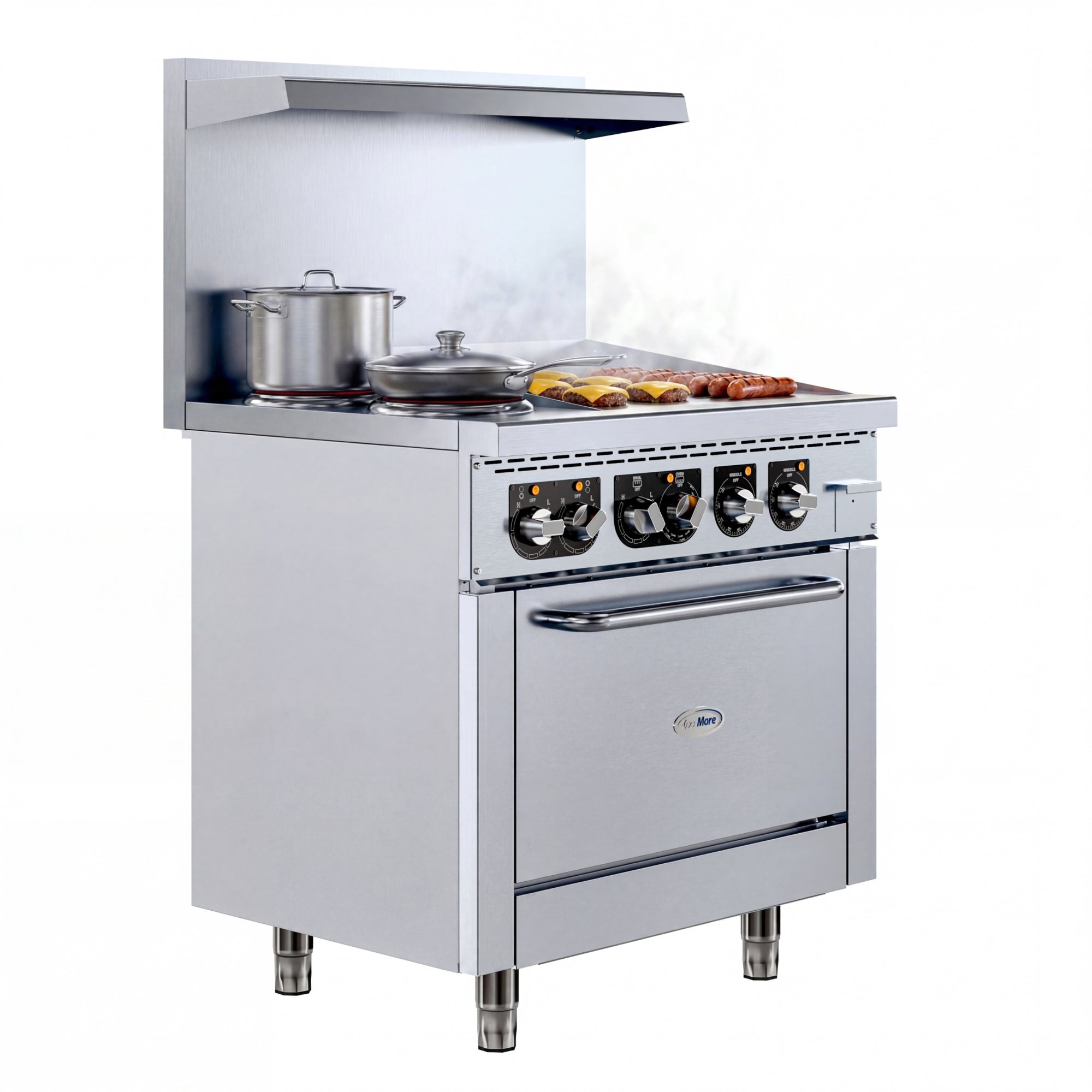 36 in. Commercial 2-Burner and 24 in. Griddle Electric Range Oven, 240V