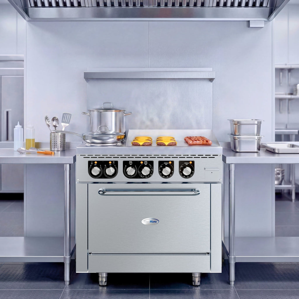 36 in. Commercial 2-Burner and 24 in. Griddle Electric Range Oven, 240V