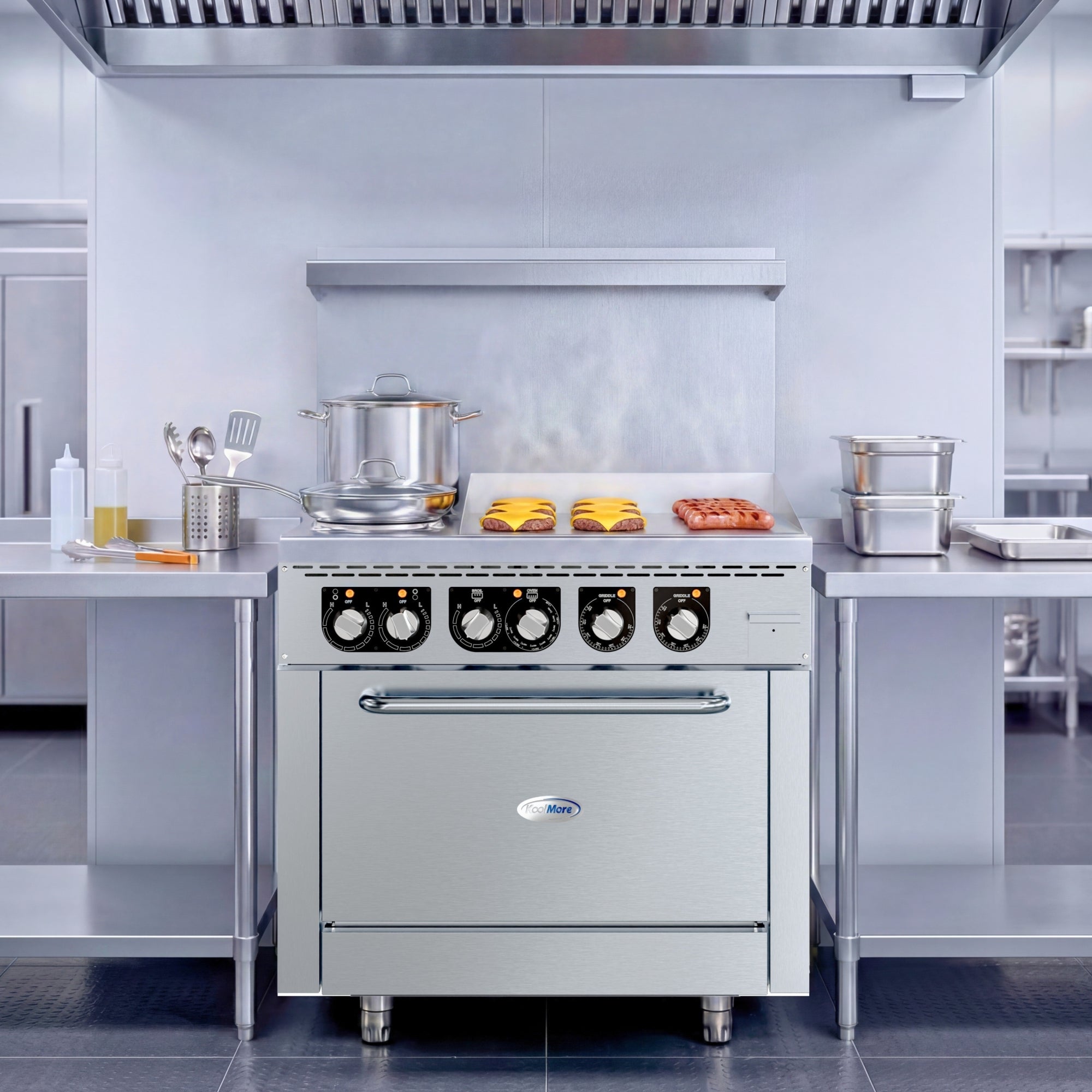 36 in. Commercial 2-Burner and 24 in. Griddle Electric Range Oven, 240V
