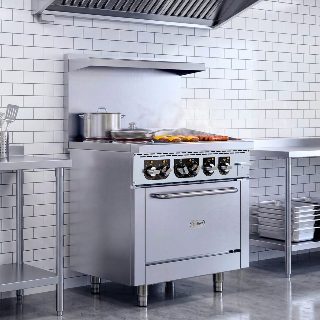 36 in. Commercial 2-Burner and 24 in. Griddle Electric Range Oven, 240V