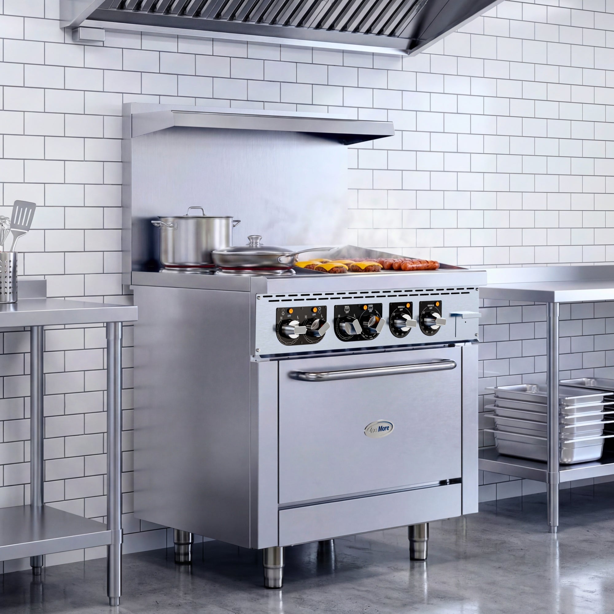 36 in. Commercial 2-Burner and 24 in. Griddle Electric Range Oven, 240V