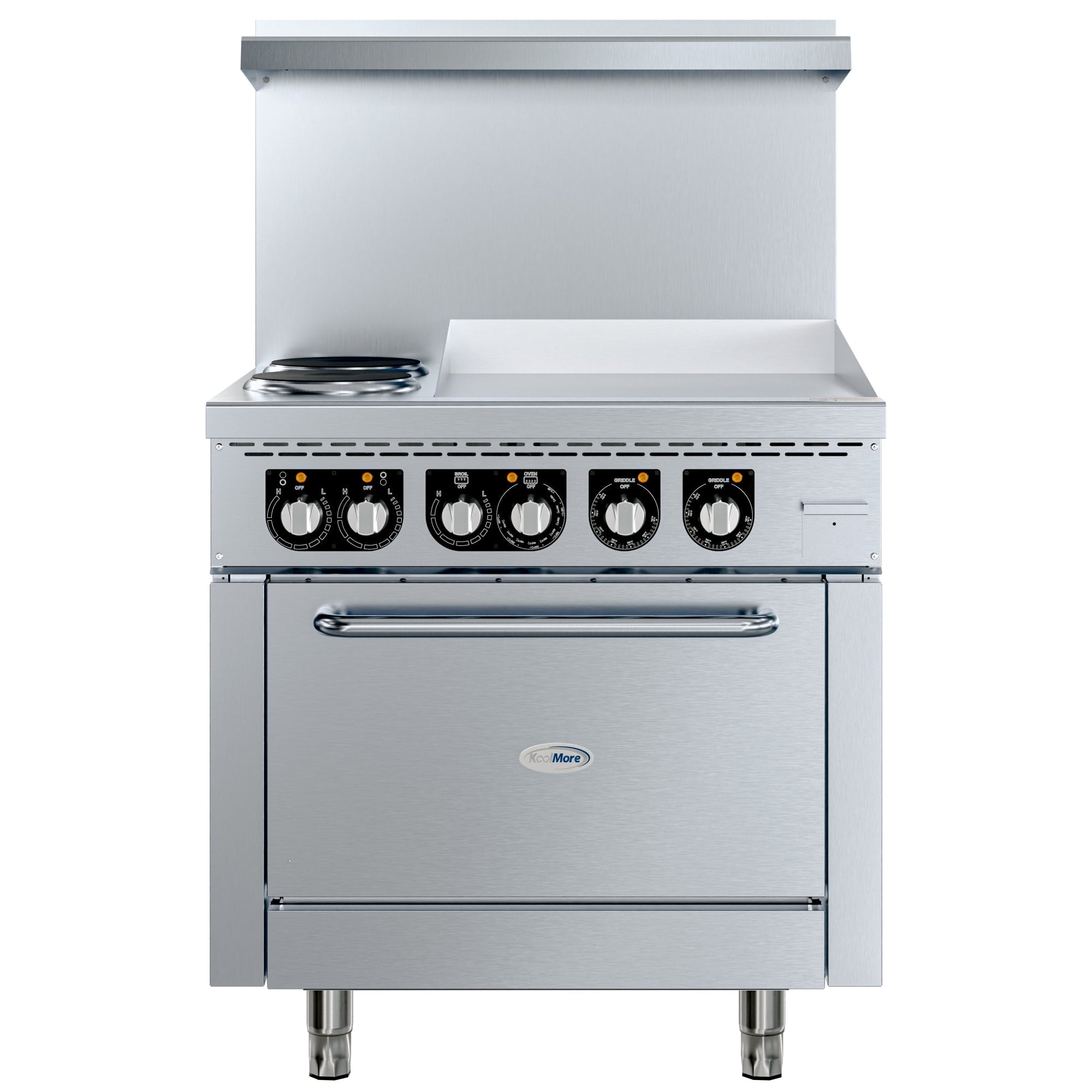 36 in. Commercial 2-Burner and 24 in. Griddle Electric Range Oven, 240V