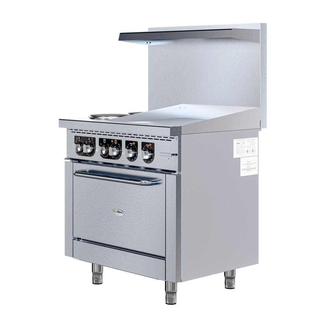 36 in. Commercial 2-Burner and 24 in. Griddle Electric Range Oven, 240V