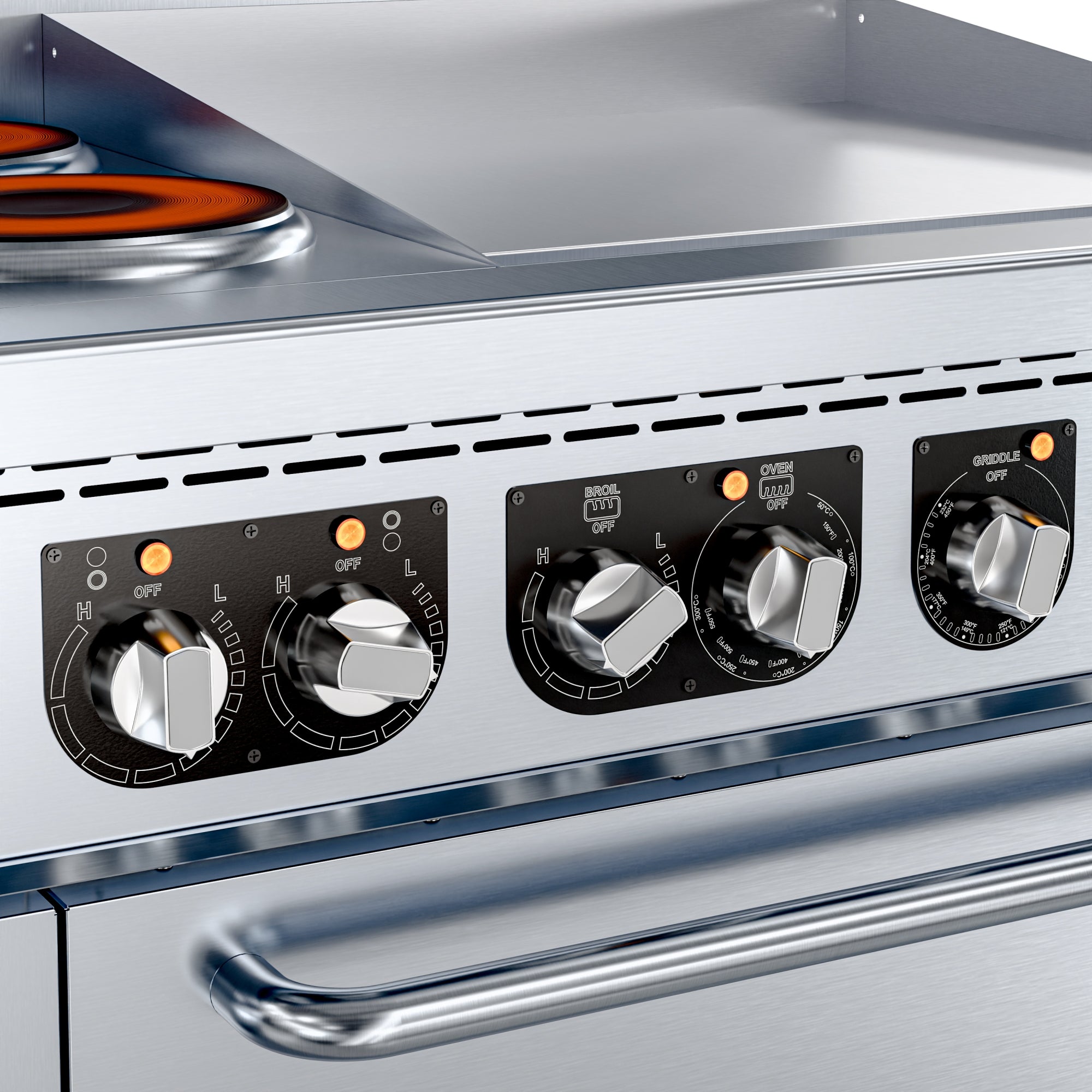 36 in. Commercial 2-Burner and 24 in. Griddle Electric Range Oven, 240V