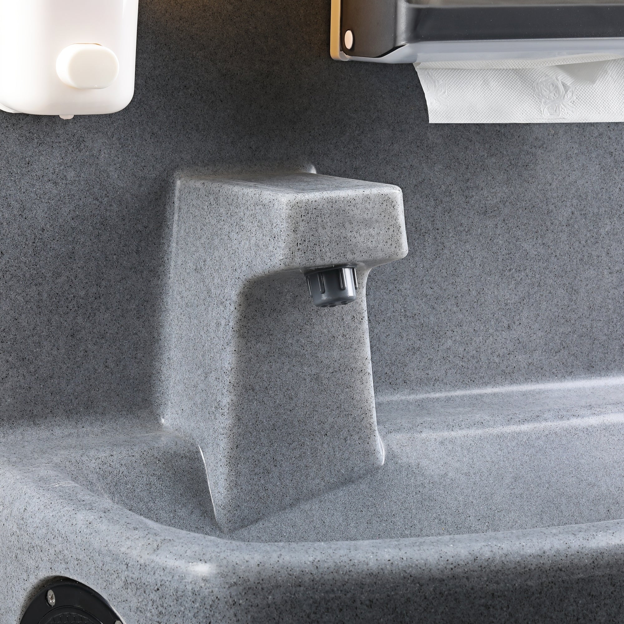 26.4 Gallon Double Mobile Hand Washing Station with Soap and Paper Towel Dispensers, Wheels and Grab Handle