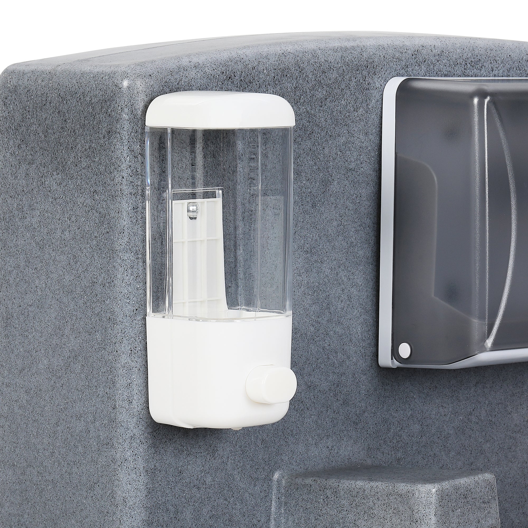 26.4 Gallon Double Mobile Hand Washing Station with Soap and Paper Towel Dispensers, Wheels and Grab Handle