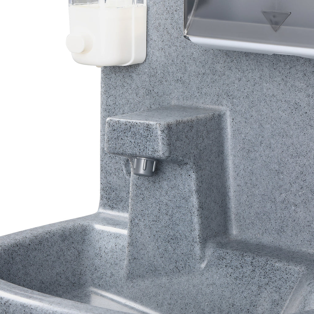 16 Gallon Single Mobile Hand Washing Station with Soap and Paper Towel Dispenser, Wheels and Grab Handle