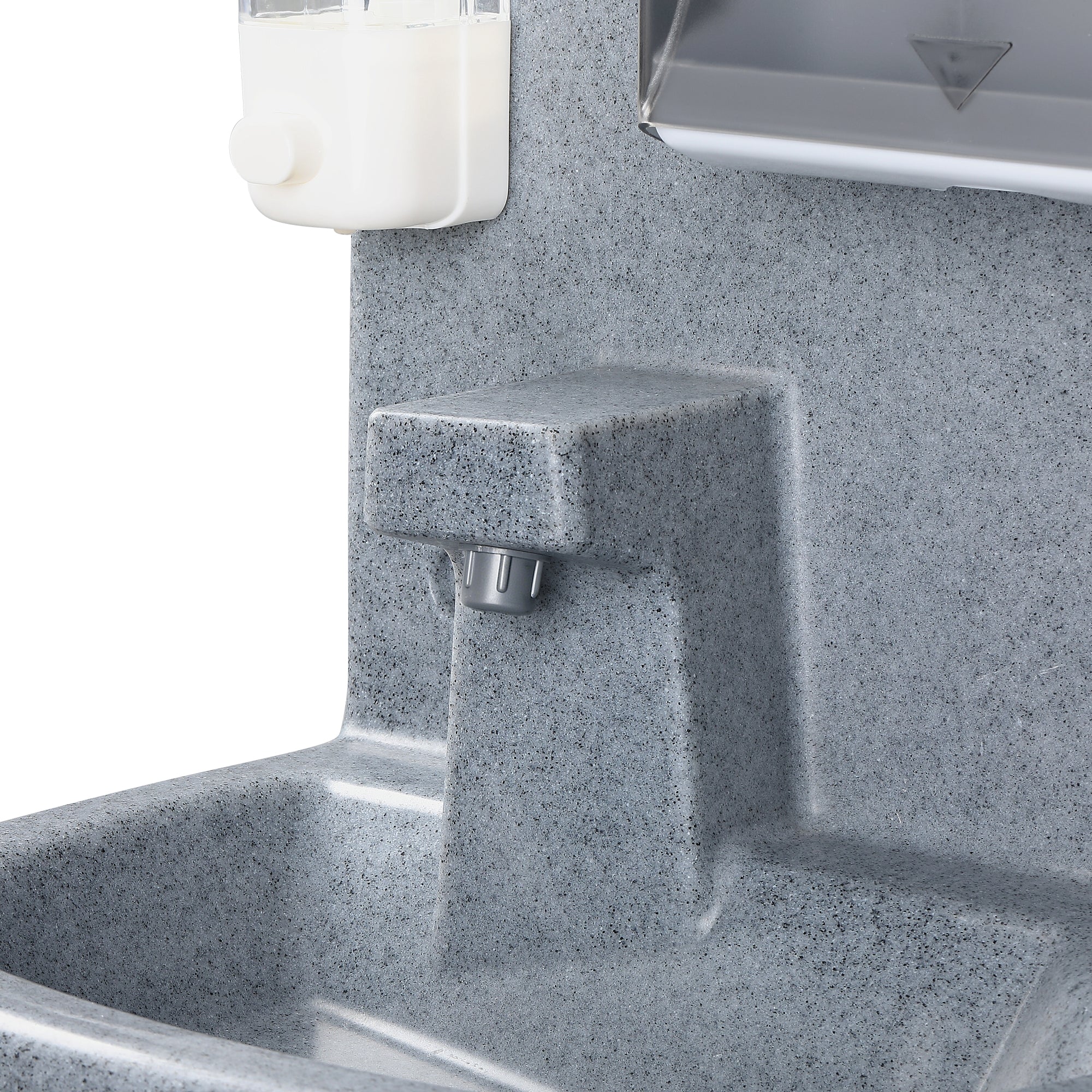 16 Gallon Single Mobile Hand Washing Station with Soap and Paper Towel Dispenser, Wheels and Grab Handle
