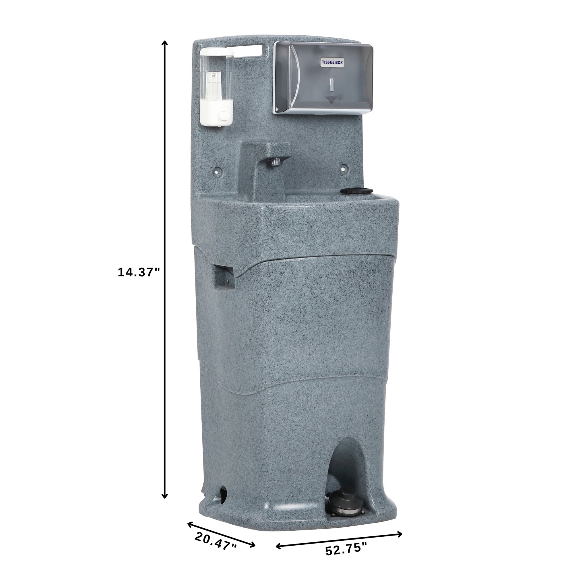 16 Gallon Single Mobile Hand Washing Station with Soap and Paper Towel Dispenser, Wheels and Grab Handle