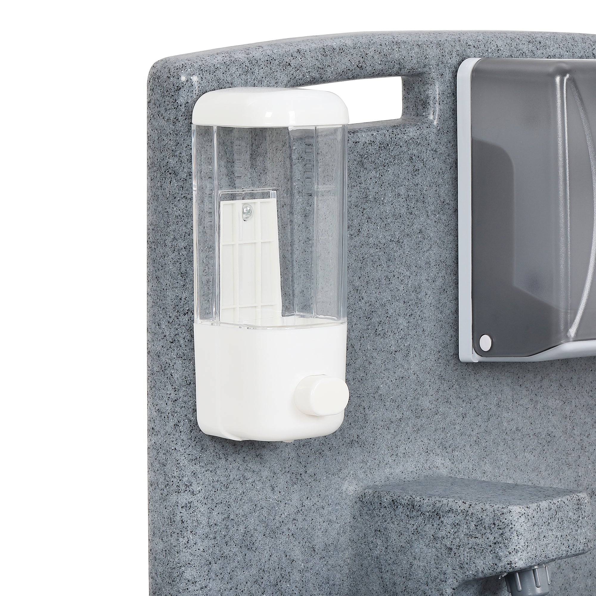 16 Gallon Single Mobile Hand Washing Station with Soap and Paper Towel Dispenser, Wheels and Grab Handle
