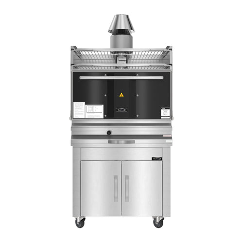 35 in. Commercial Charcoal Oven with Warming Racks and Base Cabinet in Stainless-Steel