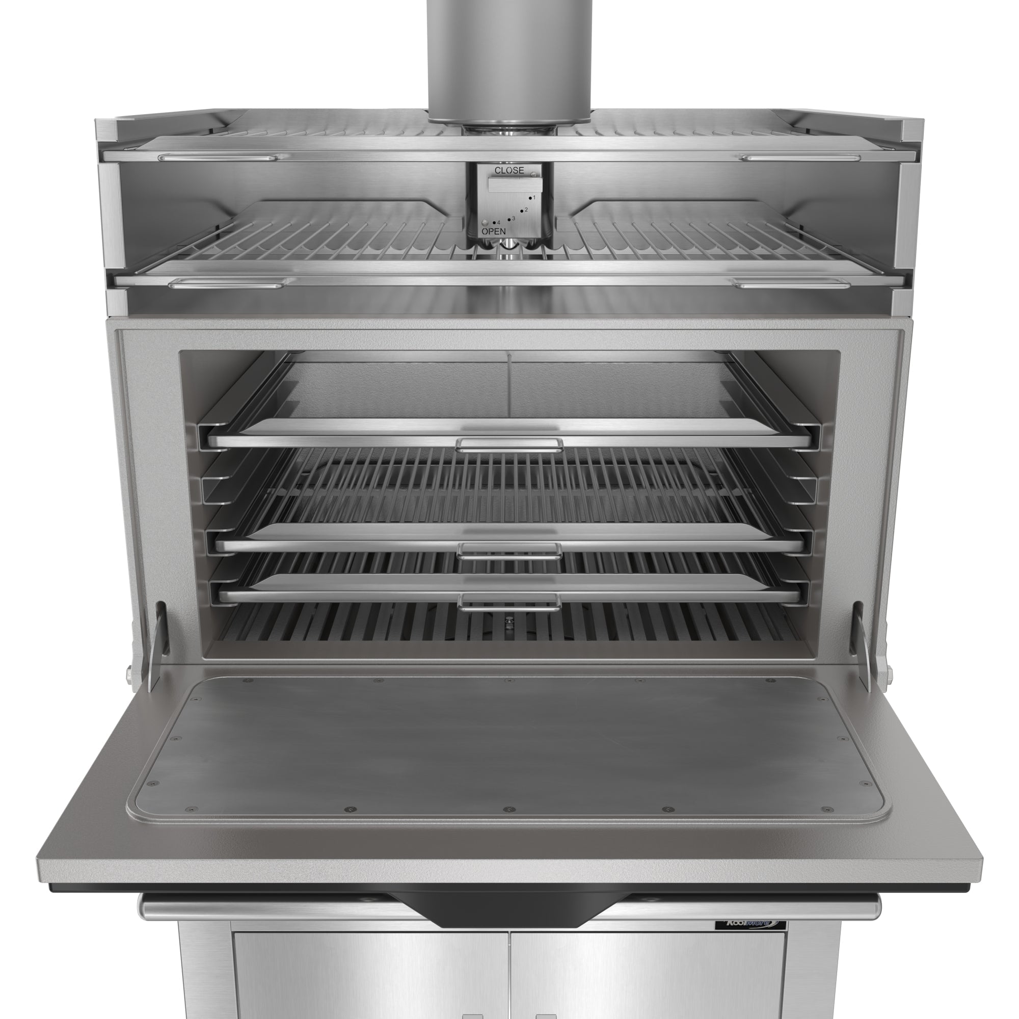 35 in. Commercial Charcoal Oven with Warming Racks and Base Cabinet in Stainless-Steel