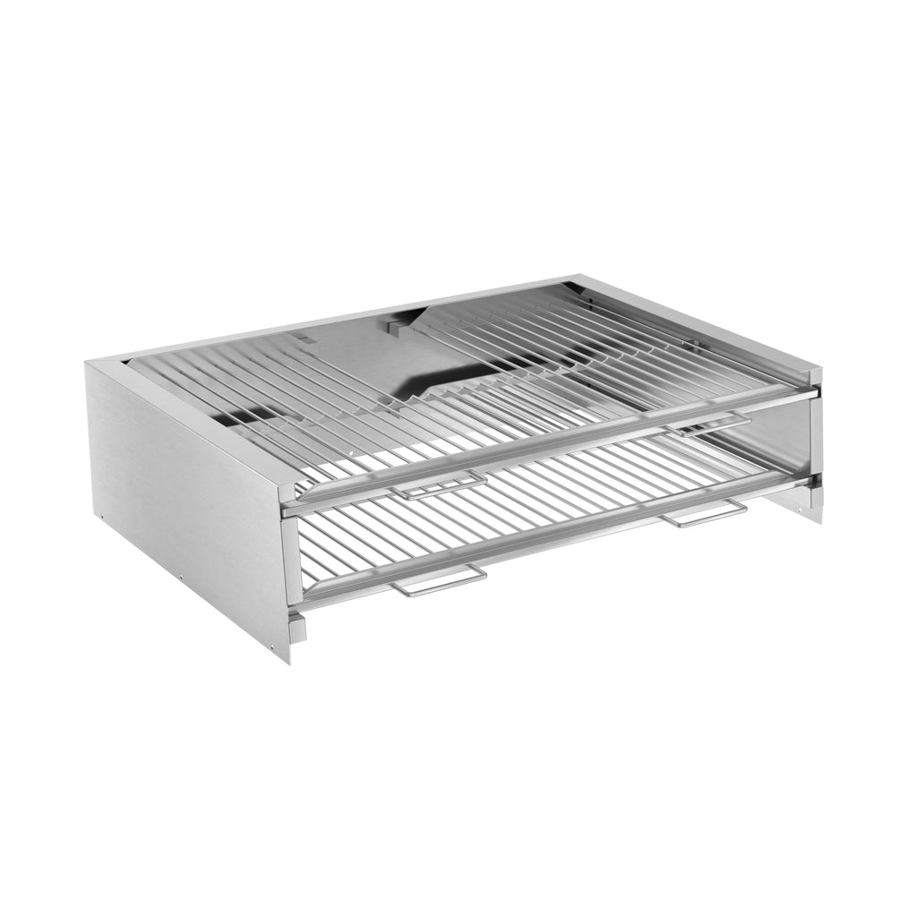 35 in. Commercial Charcoal Oven with Warming Racks and Base Cabinet in Stainless-Steel