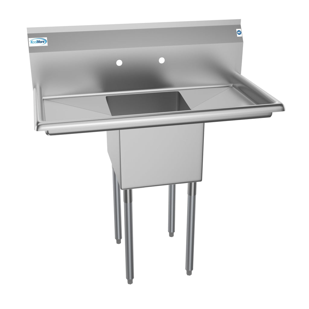 38 in. One Compartment Stainless Steel Commercial Sink with Drainboards, Bowl Size 14"x 16"x 11"
