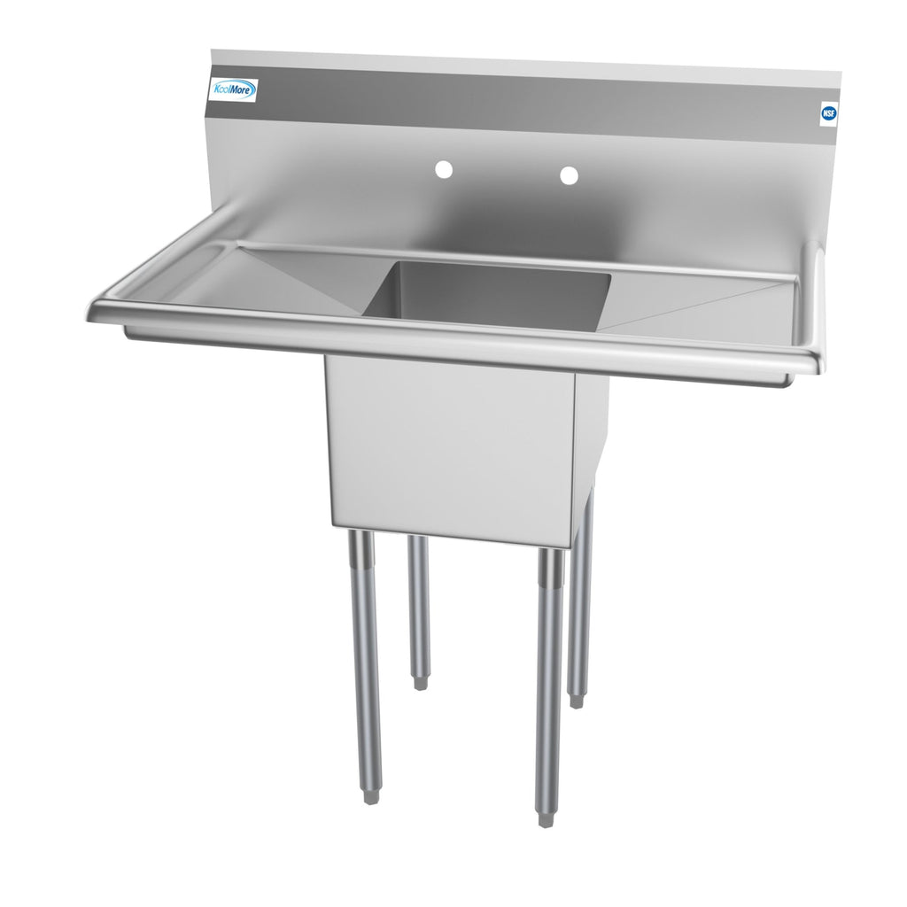 38 in. One Compartment Stainless Steel Commercial Sink with Drainboards, Bowl Size 14"x 16"x 11"